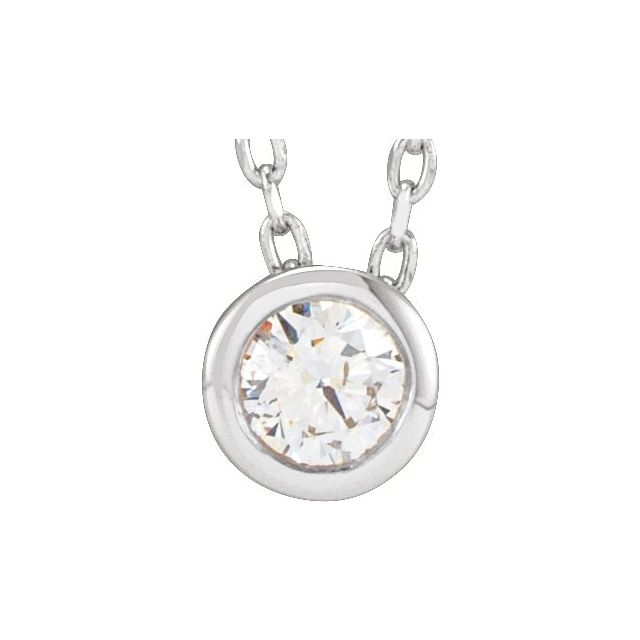 14K White 1/10 CT Lab-Grown Diamond Bezel-Set 16-18' Necklace