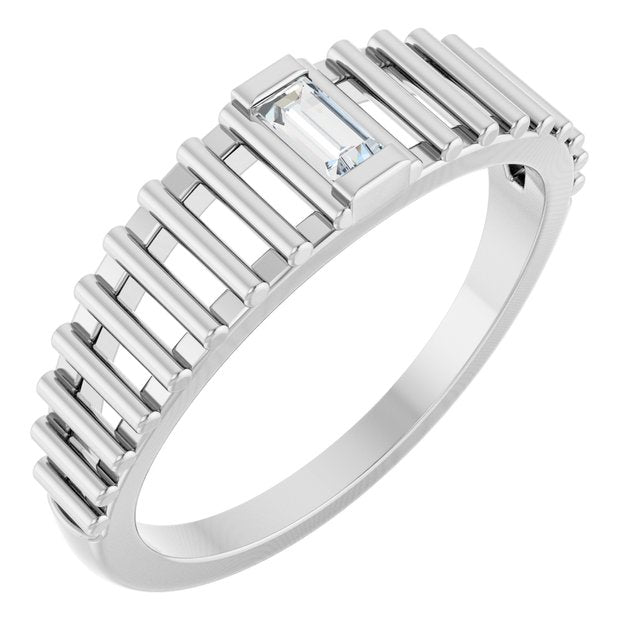 14K White 1/10 CT Natural Diamond Solitaire Ring