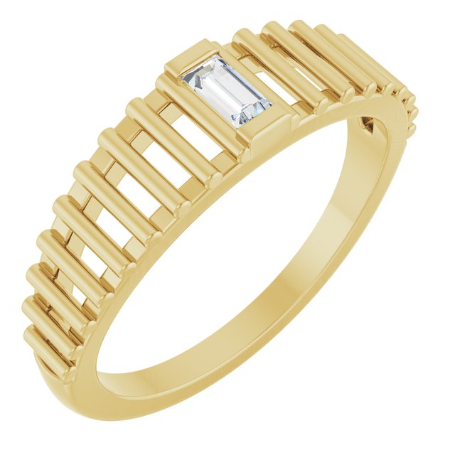 14K Yellow 1/10 CT Natural Diamond Solitaire Ring