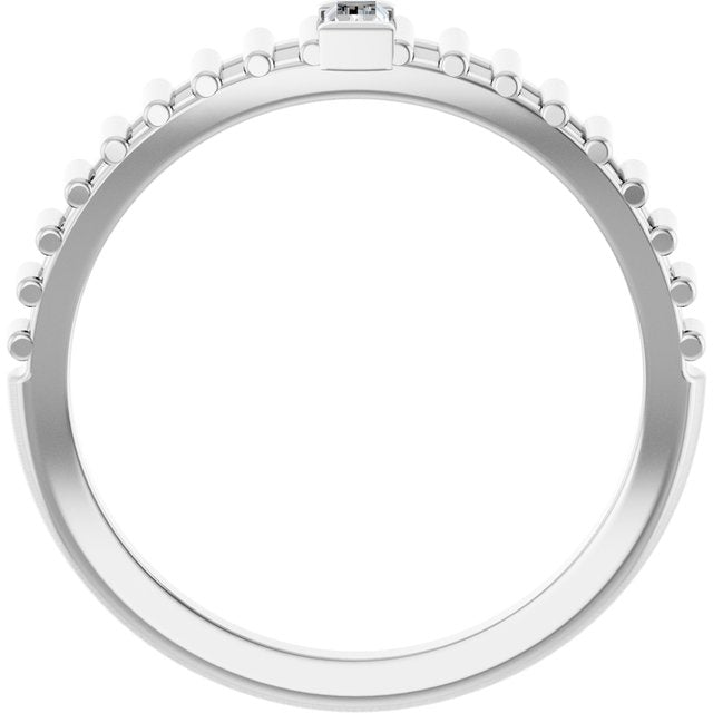 14K White 1/10 CT Natural Diamond Solitaire Ring