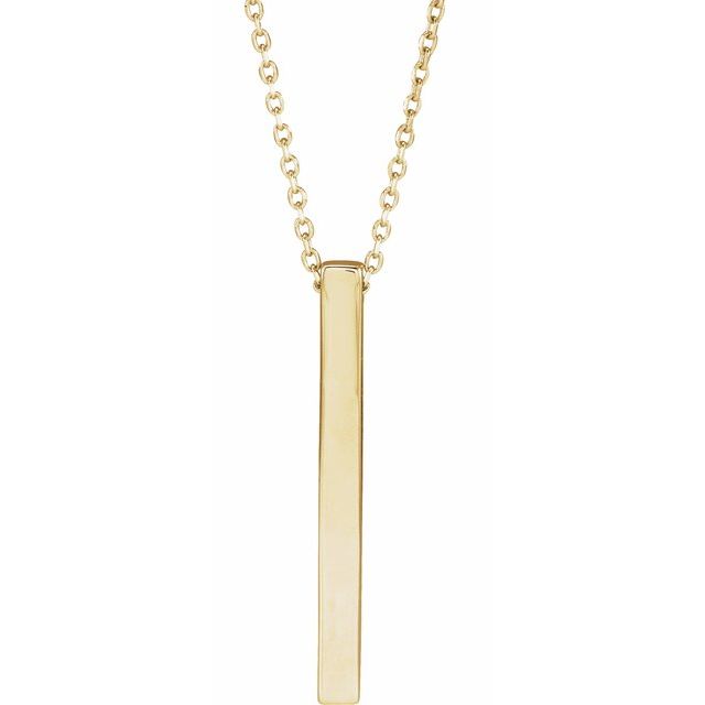 14K Yellow Engravable Four-Sided Bar 16-18' Necklace
