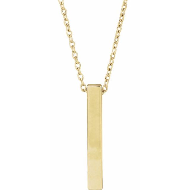 14K Yellow Engravable Four-Sided Bar 16-18' Necklace
