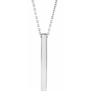 14K White Engravable Four-Sided Bar 16-18' Necklace