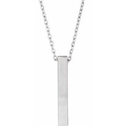 14K White Engravable Four-Sided Bar 16-18' Necklace