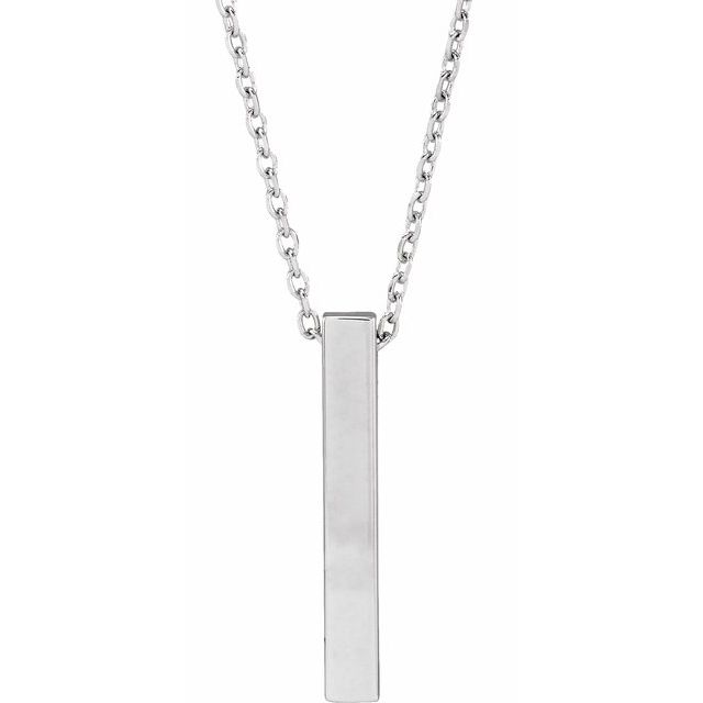 Sterling Silver Engravable Four-Sided Bar 16-18' Necklace