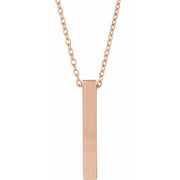 14K Rose Engravable Four-Sided Bar 16-18' Necklace