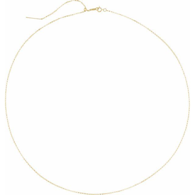14K Yellow 1 mm Adjustable Threader Rolo Bead 6-8' Chain