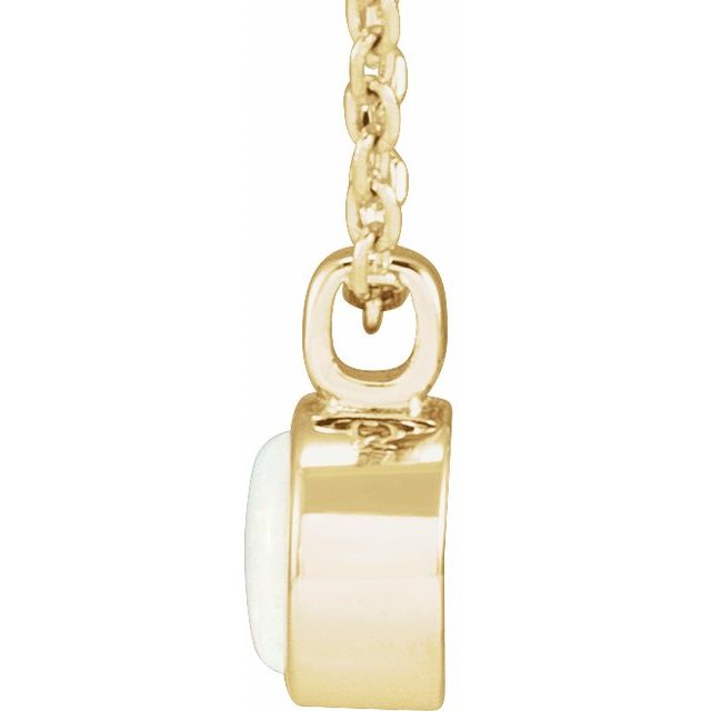 14K Yellow Natural White Opal Bezel-Set 16-18' Necklace