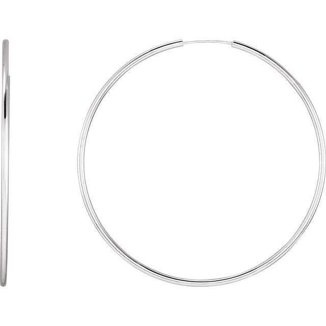Sterling Silver Endless Tube 60 mm Hoop Earrings