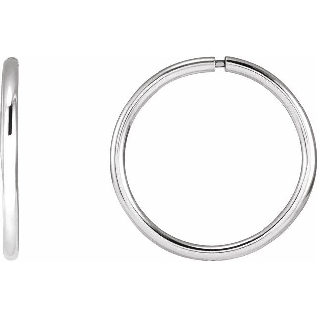 Sterling Silver Endless Tube 15 mm Hoop Earrings
