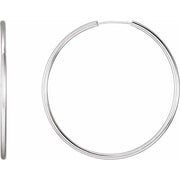 Sterling Silver Endless Tube 40 mm Hoop Earrings