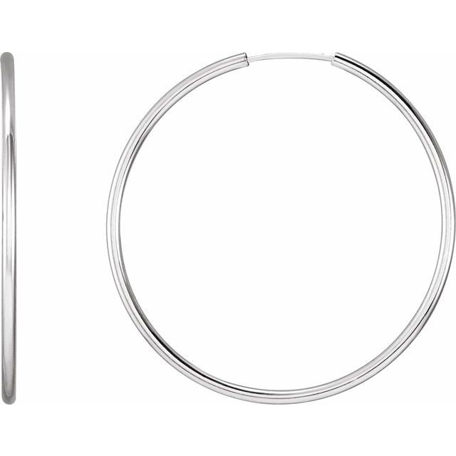 Sterling Silver Endless Tube 40 mm Hoop Earrings