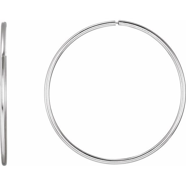 Sterling Silver Endless Tube 45 mm Hoop Earrings