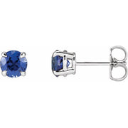 14K White Lab-Grown Blue Sapphire Earrings