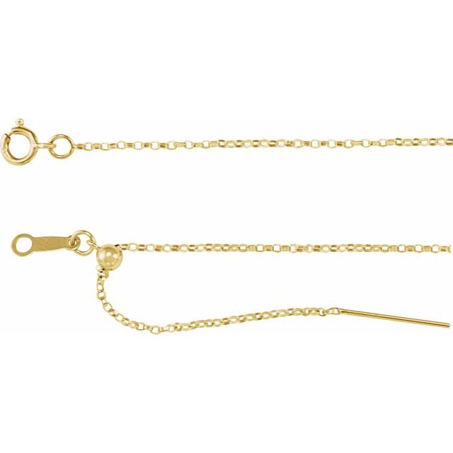 14K Yellow 1 mm Adjustable Threader Rolo Bead 6-8' Chain