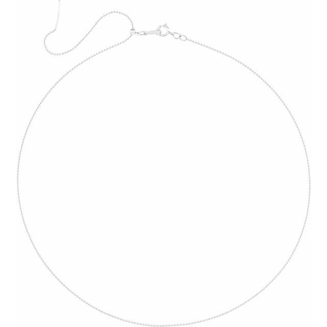 14K White 1 mm Adjustable Threader Bead 16-22' Chain