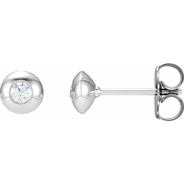 14K White 1/5 CTW Natural Diamond Domed Bezel-Set Solitaire Earrings