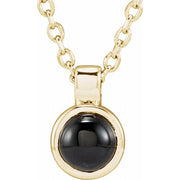 14K Yellow Natural Black Onyx Bezel-Set 16-18' Necklace