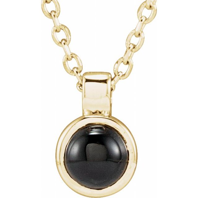 14K Yellow Natural Black Onyx Bezel-Set 16-18' Necklace