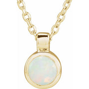 14K Yellow Natural White Opal Bezel-Set 16-18' Necklace