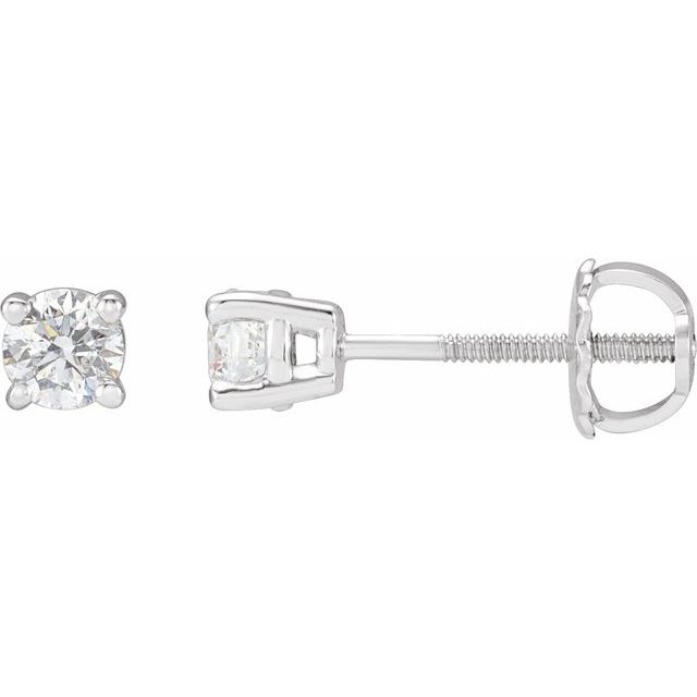 14k White 1/2 Ctw Natural Diamond Stud Earrings