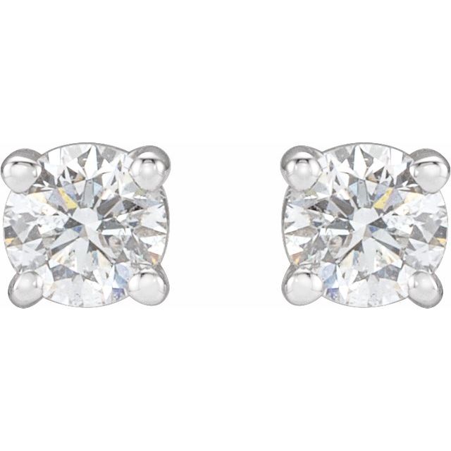 14k White 1/2 Ctw Natural Diamond Stud Earrings