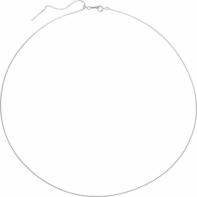 Sterling Silver 1 mm Adjustable Threader Box 16-22' Chain