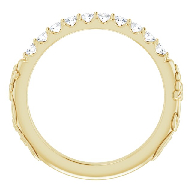 14K Yellow 1/4 CTW Natural Diamond Floral-Inspired Anniversary Band