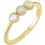 14K Yellow 1/4 CTW Natural Rose-Cut Diamond Three-Stone Anniversary Band