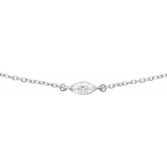 14K White 1/4 CT Lab-Grown Diamond 16-18' Necklace
