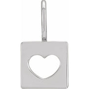 14K White 14.97x8 mm Pierced Heart Charm/Pendant