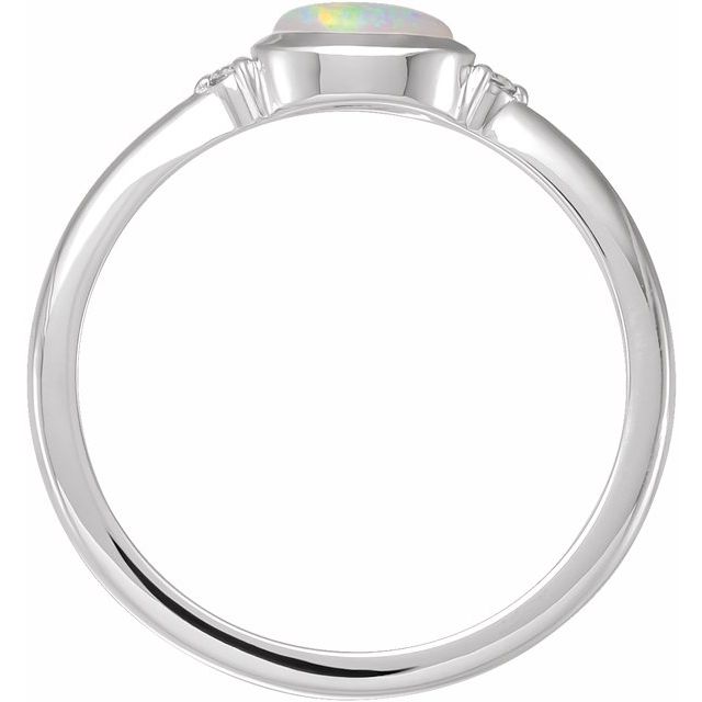 14K White Natural Ethiopian Opal & .03 CTW Natural Diamond Ring