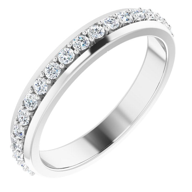 14k White 1/4 Ctw Natural Diamond Matching Band