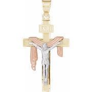 14K Yellow/White/Rose  35x22.25 mm Crucifix Pendant