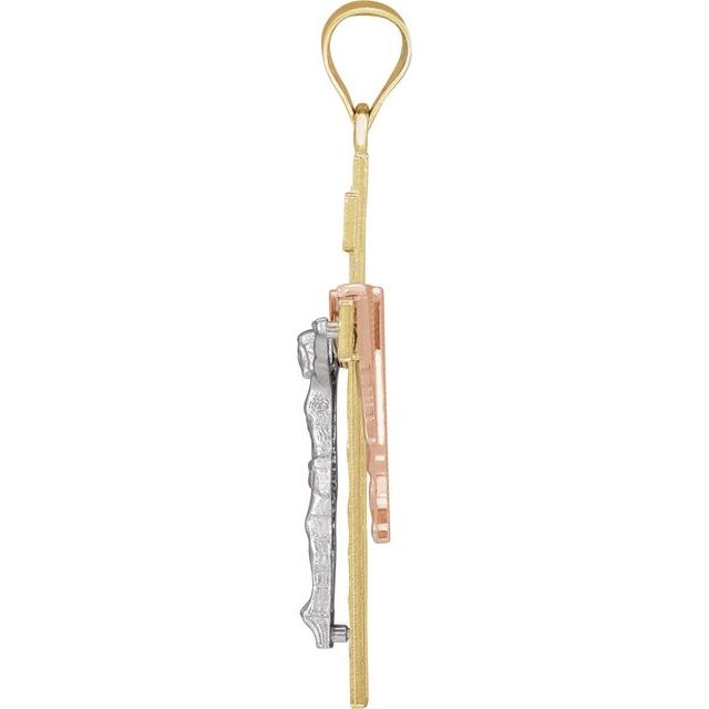14K Yellow/White/Rose  35x22.25 mm Crucifix Pendant