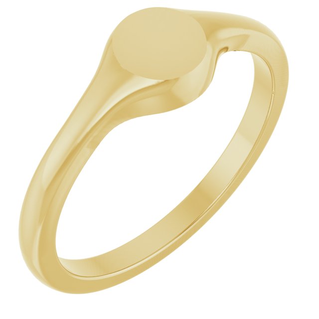14K Yellow Round Petite Signet Ring