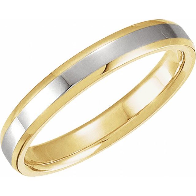14k Yellow/white 4 Mm Beveled-edge Band Size 10