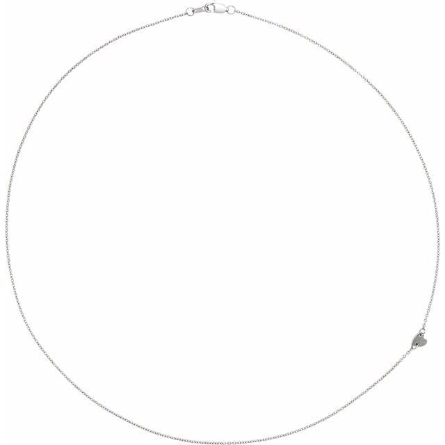 Sterling Silver Sideways Off-Center Heart 18' Necklace