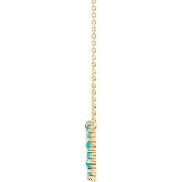 14K Yellow Natural Turquoise Circle Cabochon 18' Necklace