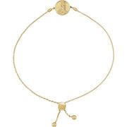 14K Yellow  Aphrodite and Venus Coin Bolo 9.5' Bracelet