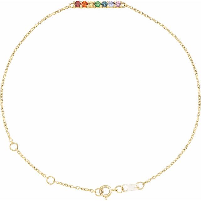14K Yellow Natural Multi-Gemstone Bar 6 1/2-7 1/2' Bracelet