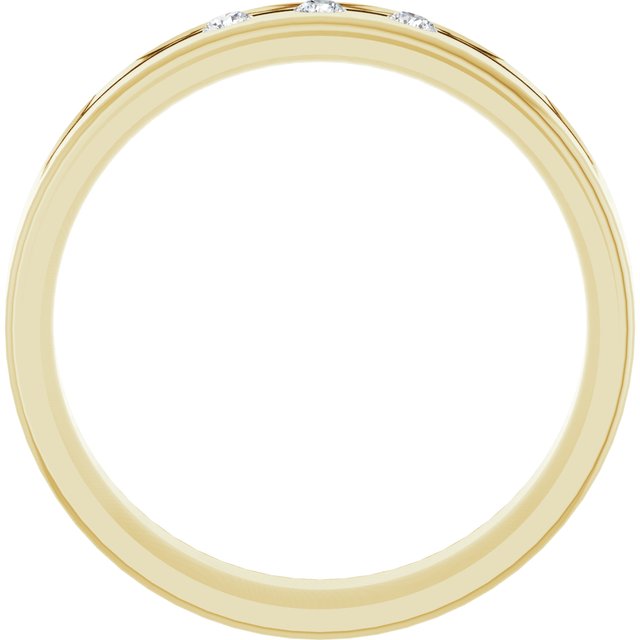 14K Yellow .08 CTW Natural Diamond Grooved Band Size 10