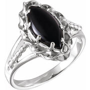 14K White Natural Onyx Rope Ring