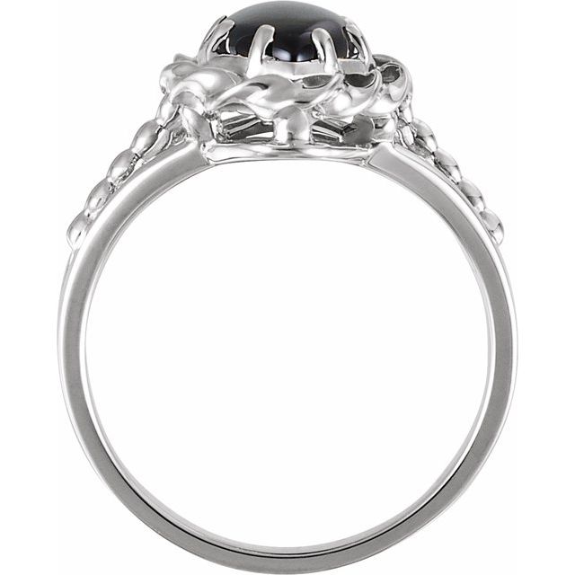 14K White Natural Onyx Rope Ring