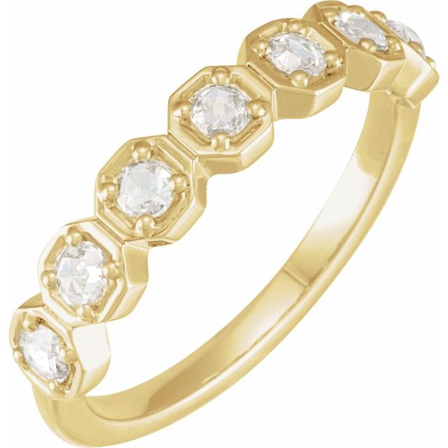 14K Yellow 7/8 CTW Natural Rose-Cut Diamond Anniversary Band