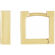 14K Yellow Square Hinged 10 mm Huggie Hoop Earrings
