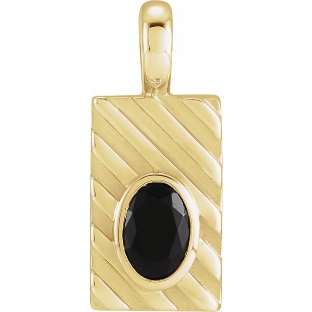 14K Yellow Natural Black Onyx Pendant