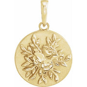 14K Yellow 19.1x12 mm Floral Pendant