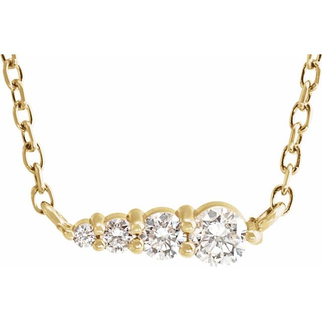14K Yellow 1/10 CTW Natural Diamond Graduated 16' Necklace