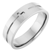 14K White 6 mm Cross Band Size 12.5